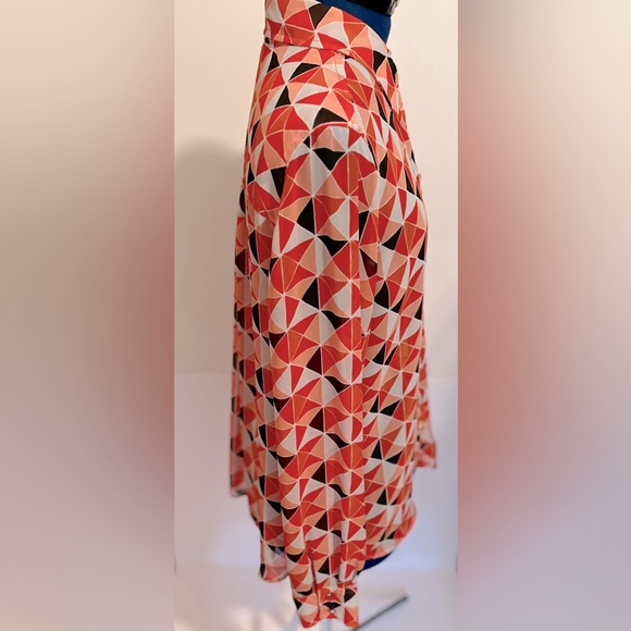 LIZ CLAIBORNE SHEER GEOMETRIC PRINT BUTTON DOWN BLOUSE WOMEN’S SZ L - Picture 4 of 7